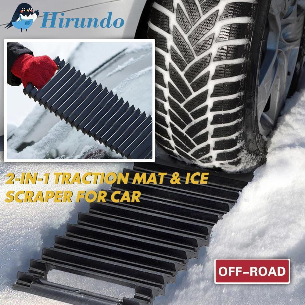 Hirundo 2-in-1 Traction Mat & Ice Scraper for Car